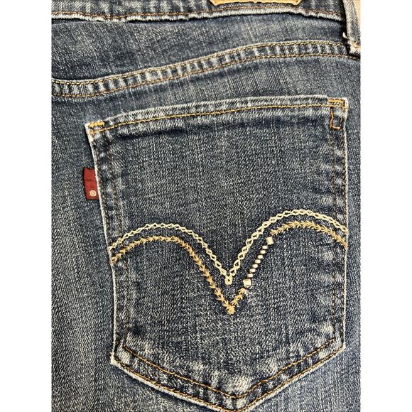 Levis Jeans Womens 8 Blue 515 Bootcut Stretch Denim 30" Inseam Embroidered - Picture 6 of 16